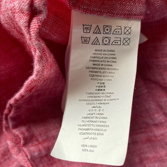 Michael Kors Men's Red 100% Linen Button Up Dress Shirt SIZE XL - Long Sleeve - Picture 4 of 4